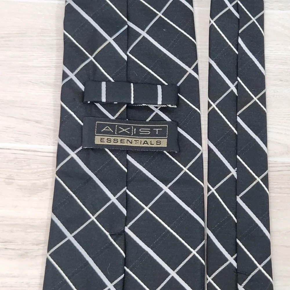 Axist Essentials Mens Black Tie Event Geometric Silk Necktie 58